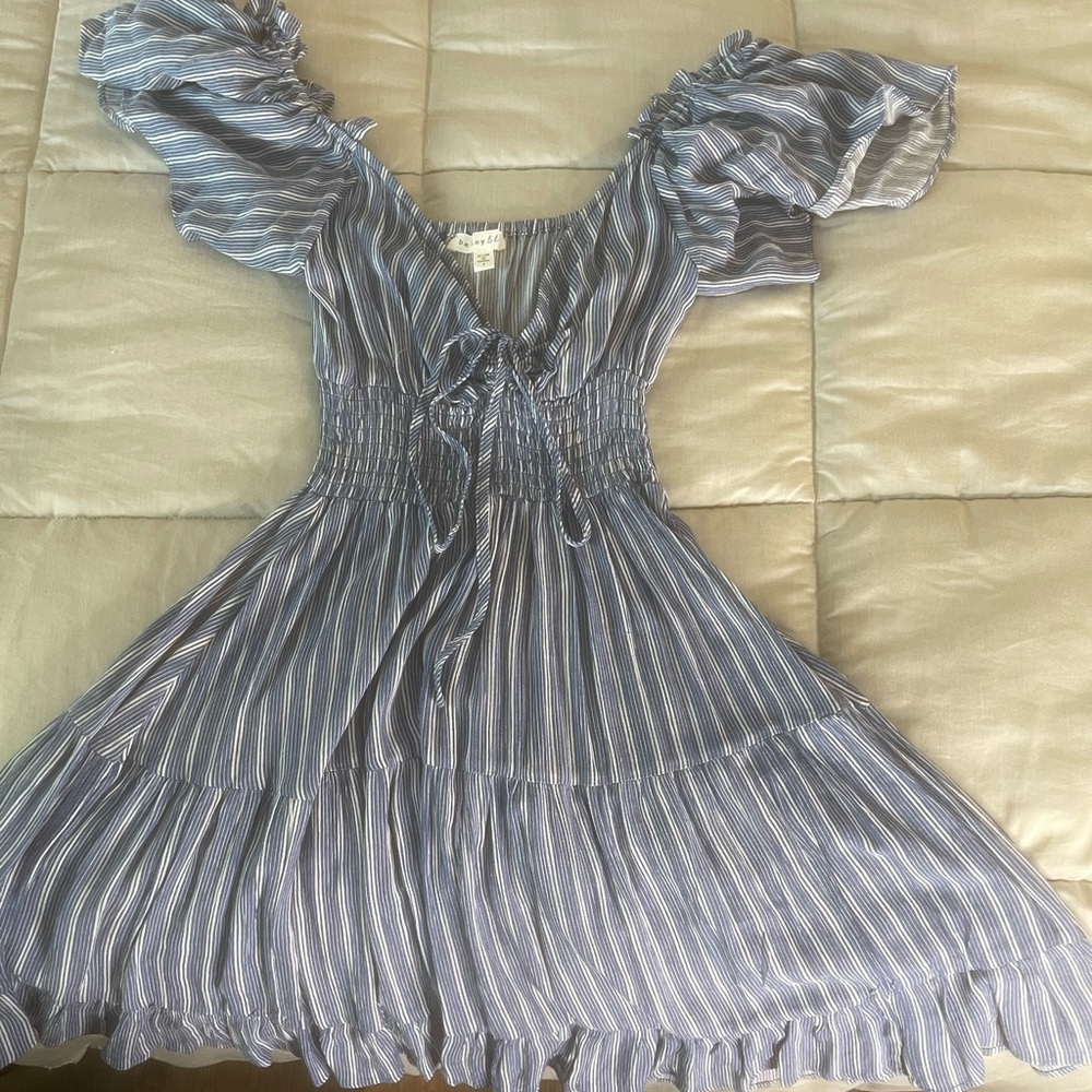 Blue and white stripped dress